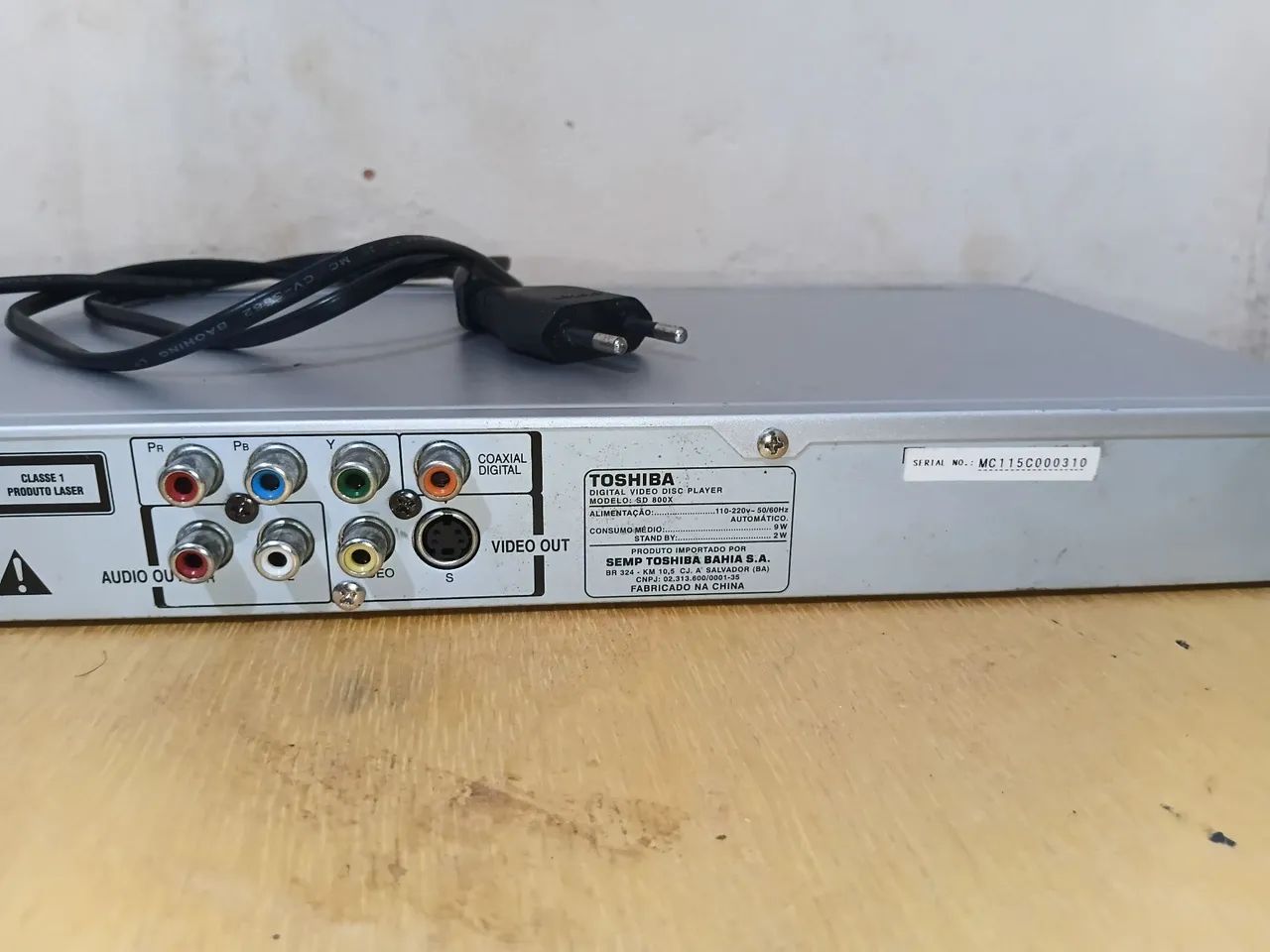 DVD Player Toshiba SD-800X - slim silver (POR FAVOR LER A