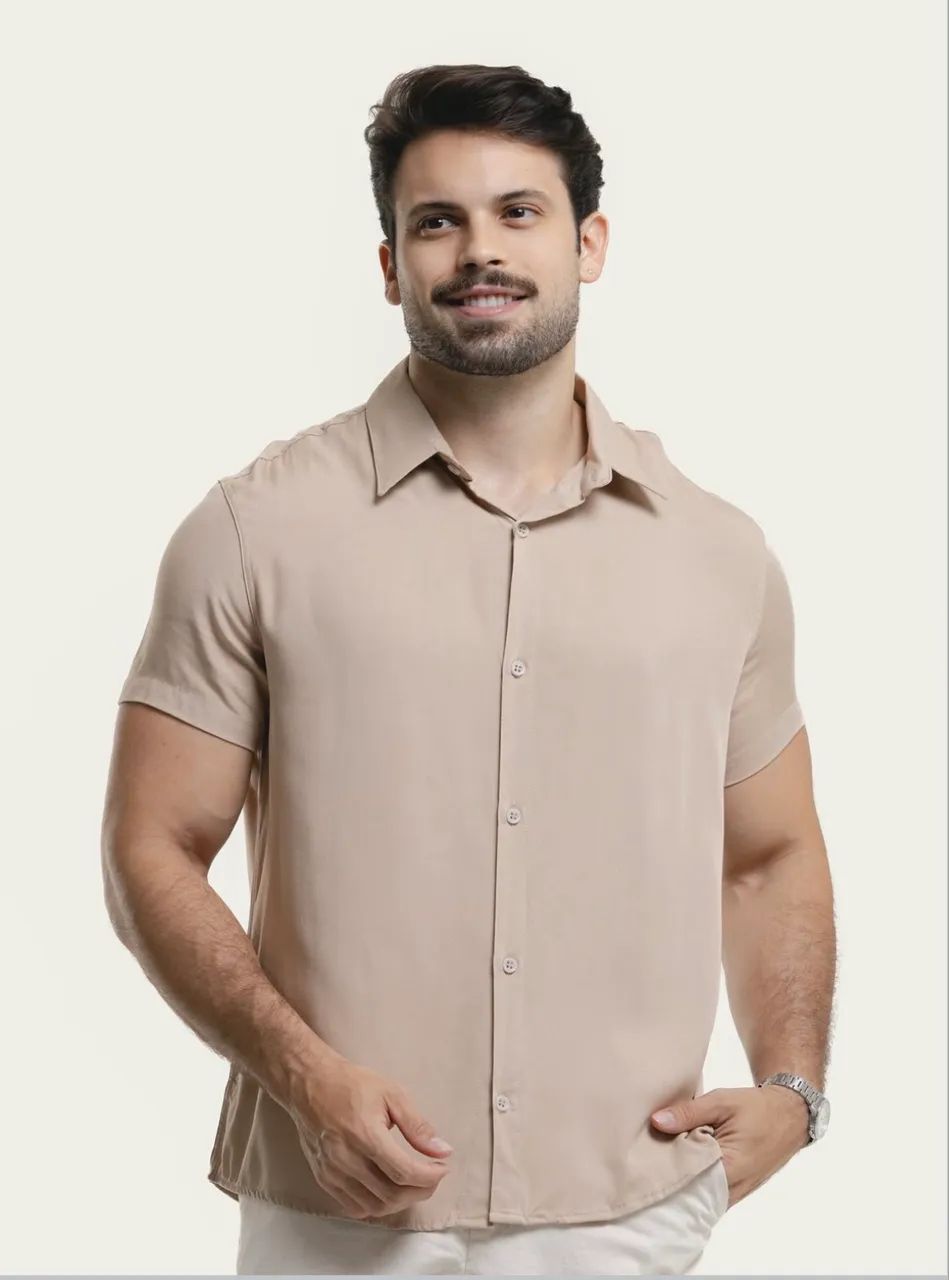 Camisa linho de botão masculina 