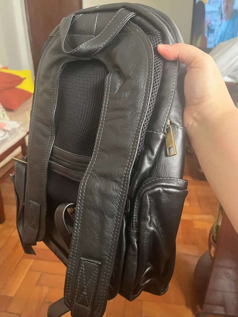 Mochila de couro legítimo nova - Foto 3