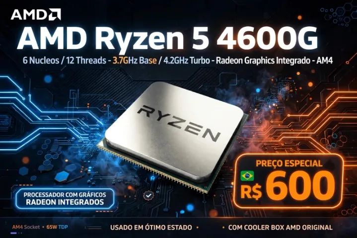 Processador AMD  Ryzen 5 4600G with Radeon Graphics - Foto 2