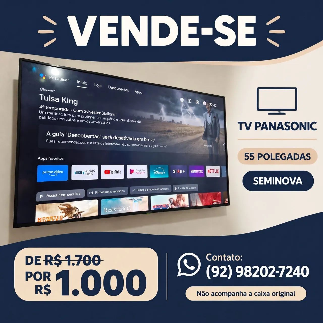 Panasonic 55" seminova 
