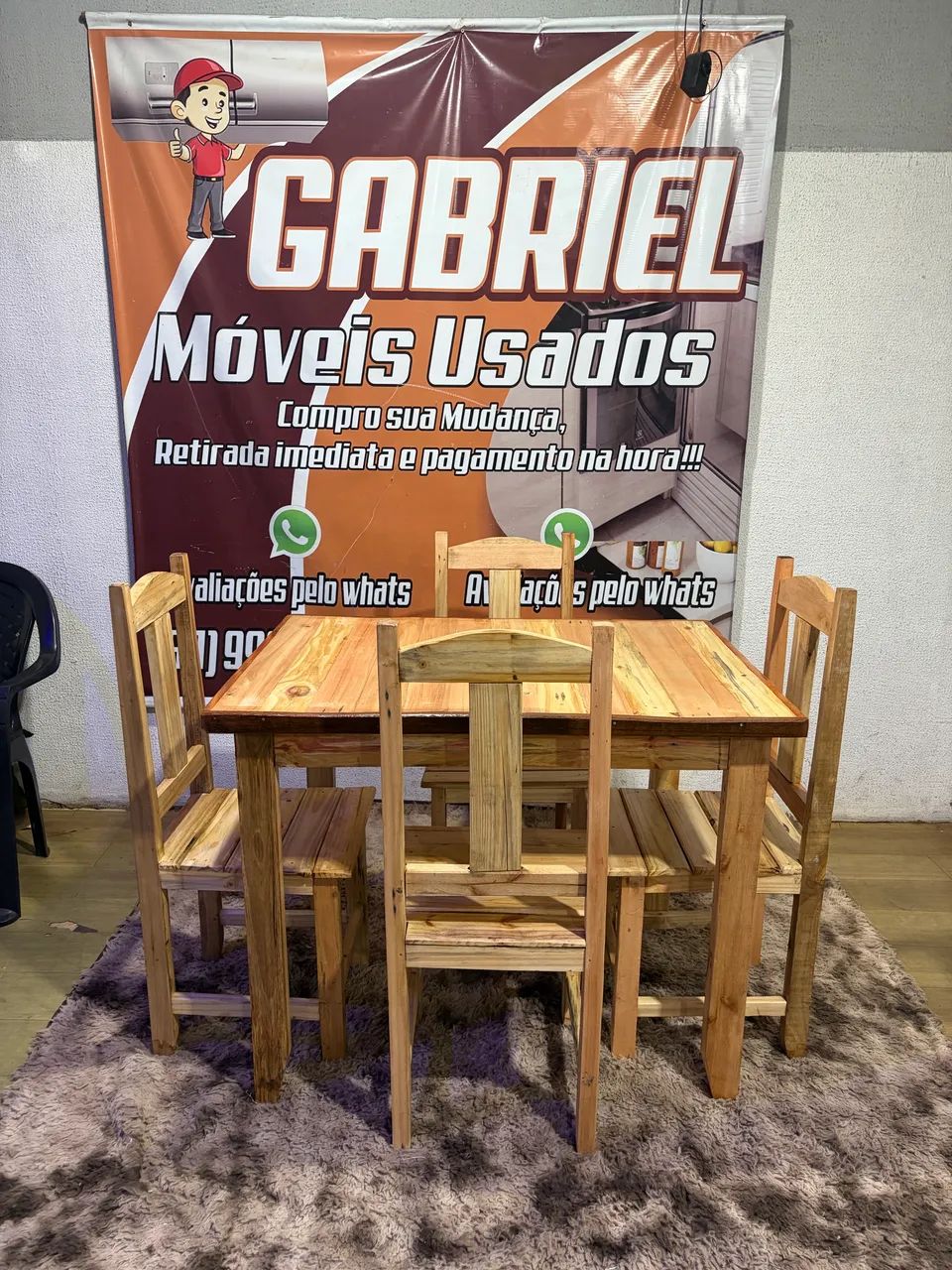 Mesa madeira 4 cadeiras ótimas ( entrego ) - Foto 4