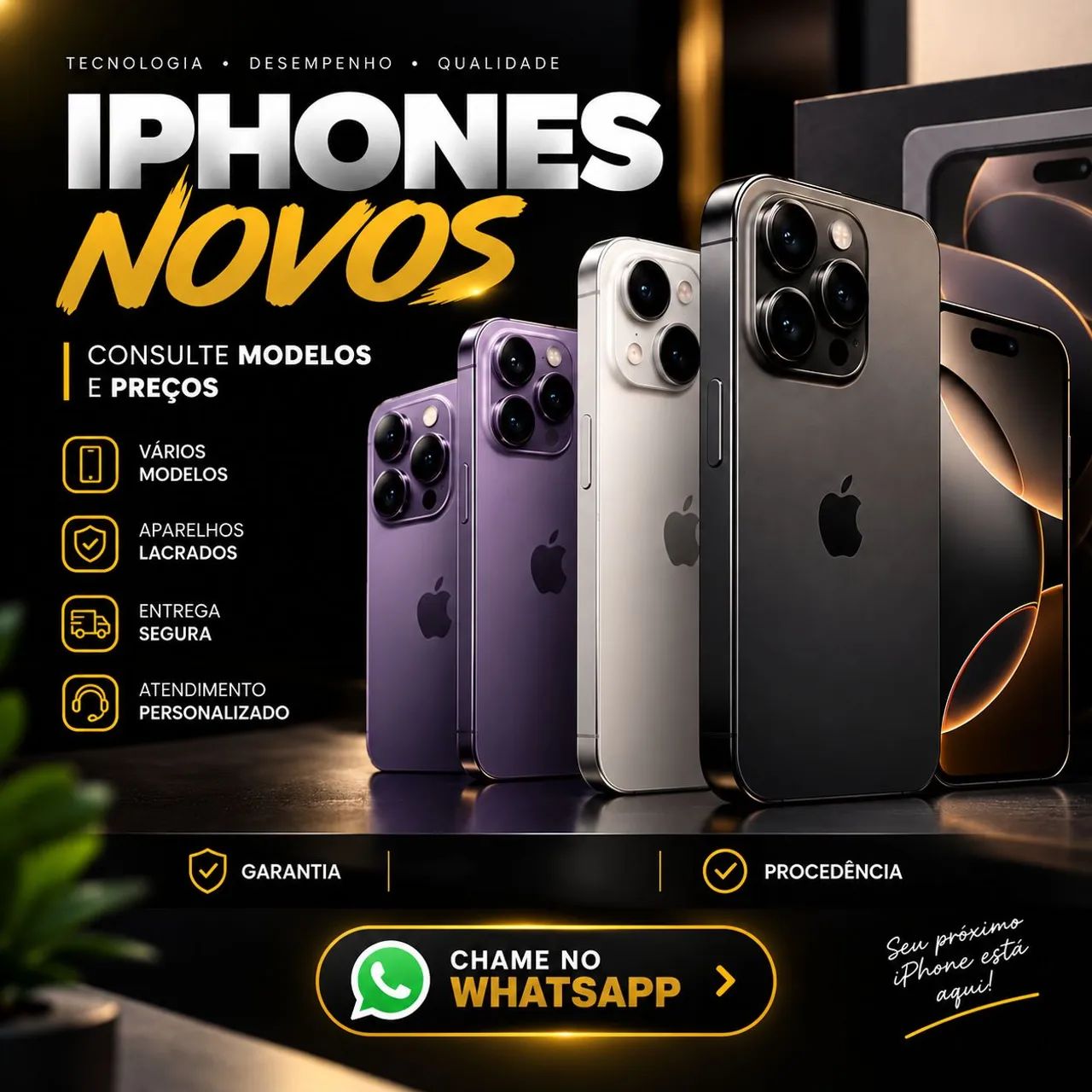 iPhones novos e usados.