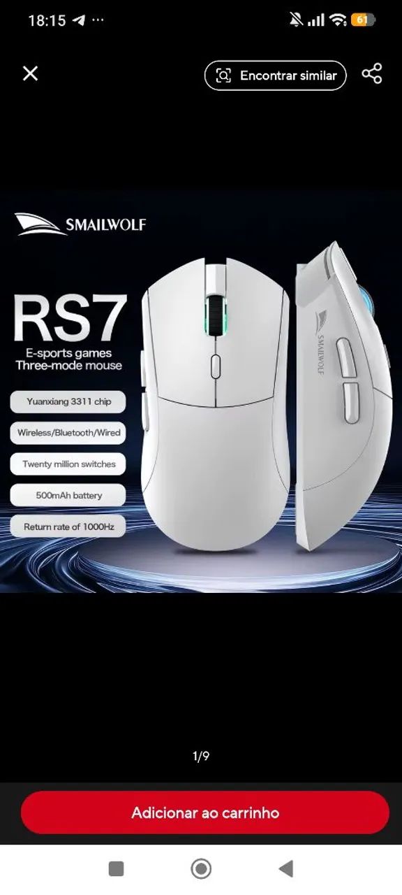 Mouse Gamer SmailWolf RS7 SENSOR PAW3311. Lacrado Bluetooth e Wireless - Foto 6