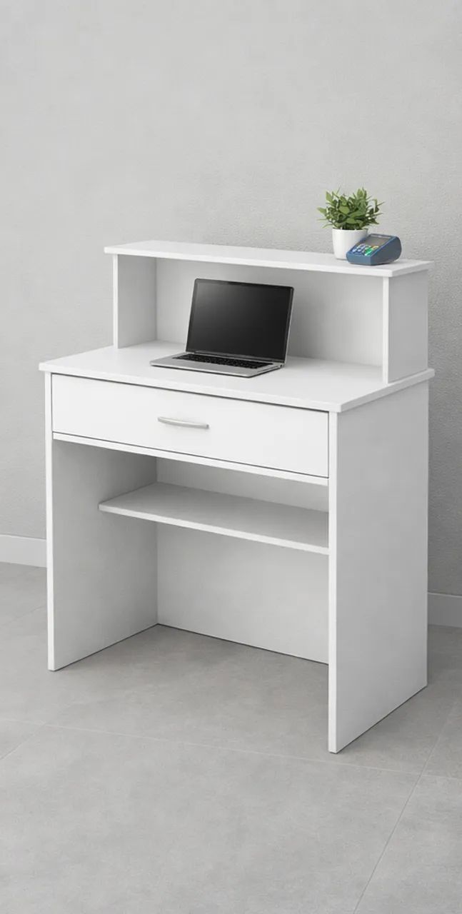 Balcão Caixa Comércio Recepção MDF Branco - Foto 3