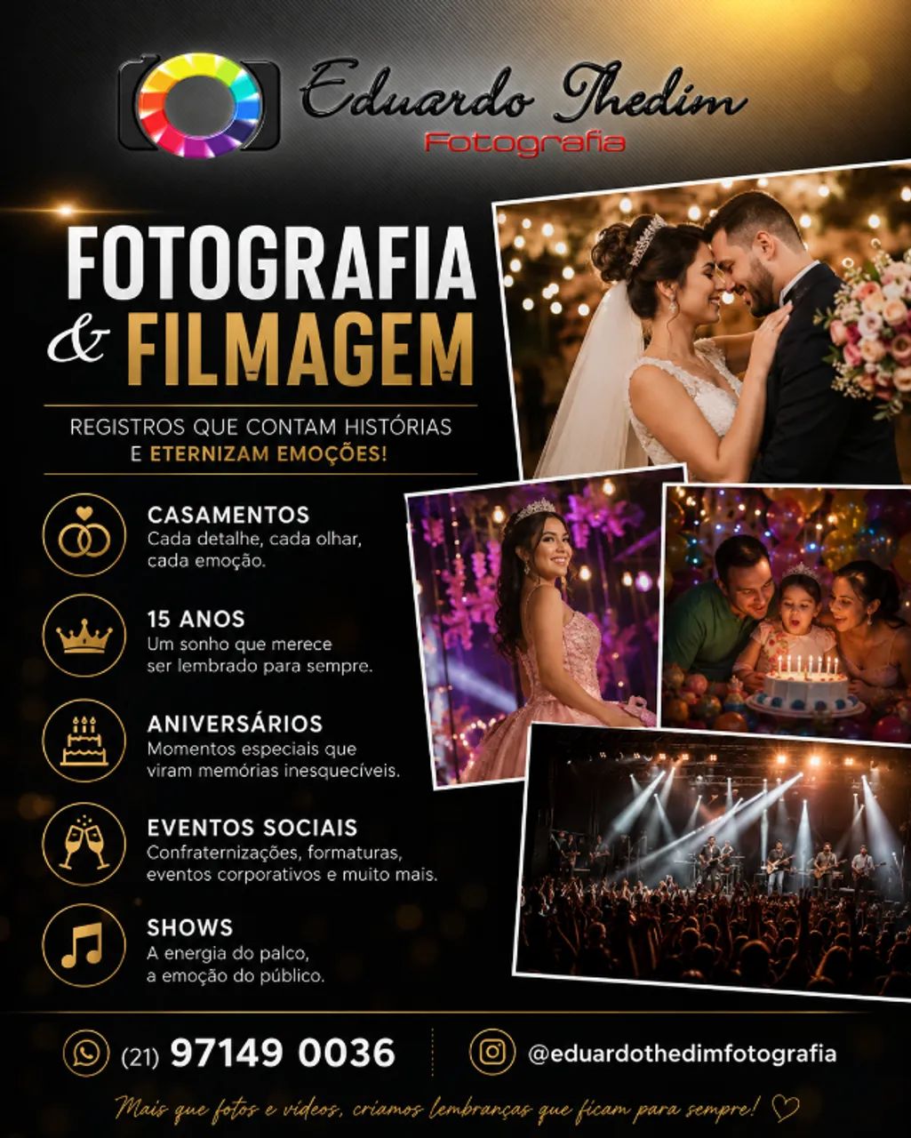 Fotografia e Filmagem - Casamentos - Aniversários - Eventos - Foto 2