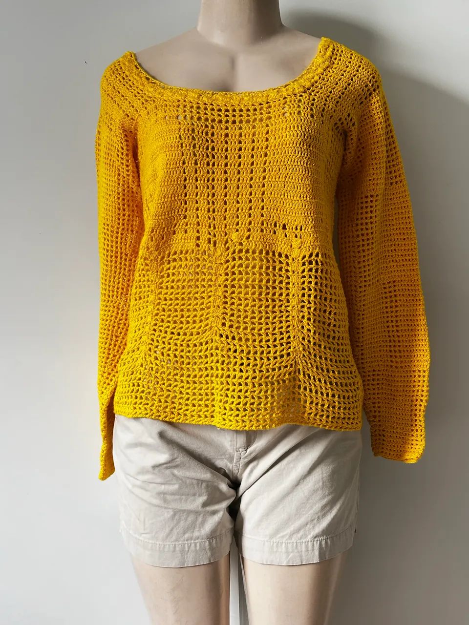 Blusa amarela de crochet  - Foto 4