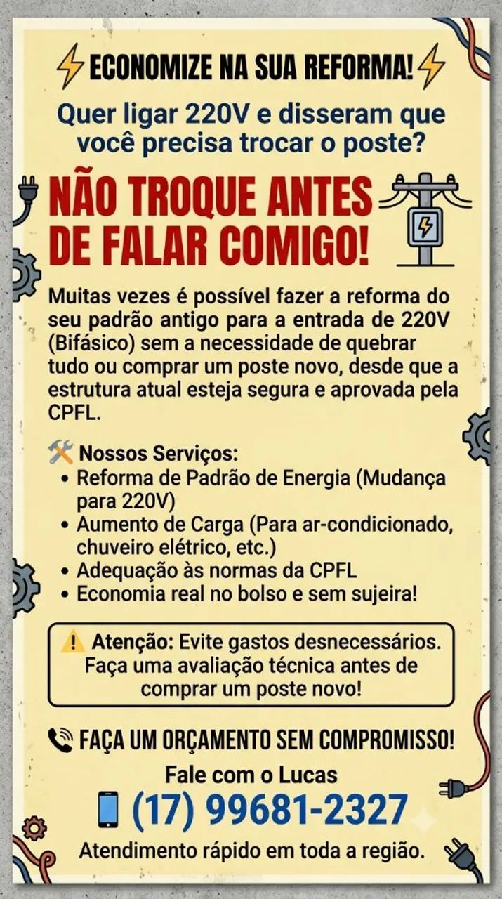 Quer ligar o 220 em sua residência ou comércio?