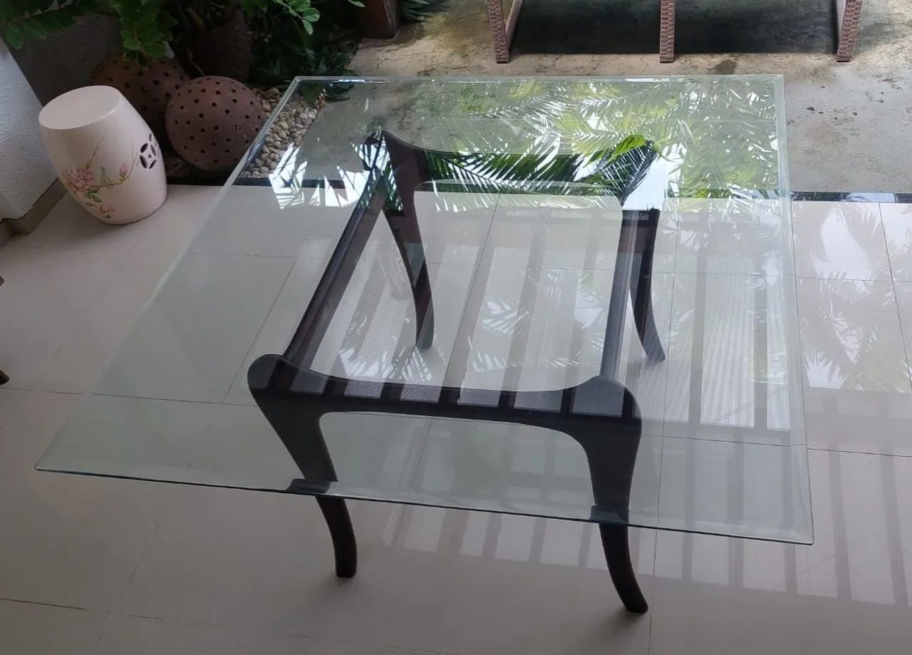 Mesa de vidro temperado 8mm bisotado 6 lugares  - Foto 2