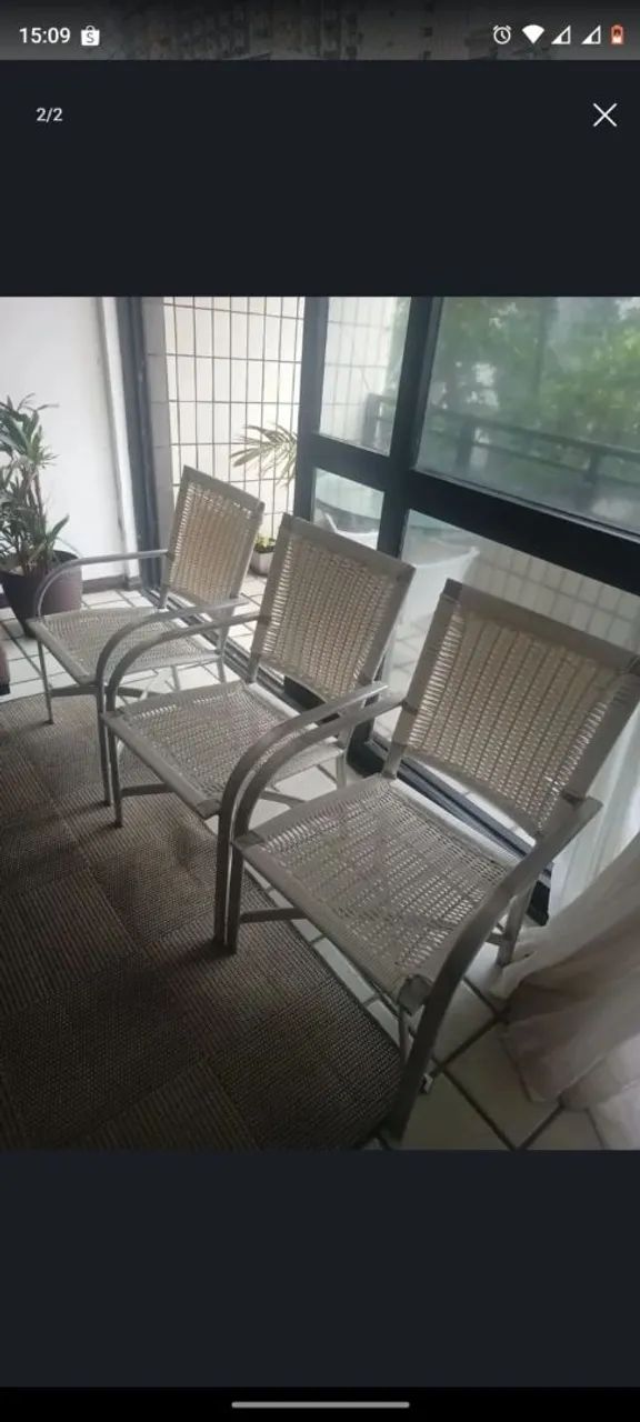 Conjunto terraço em alumínio e vime 