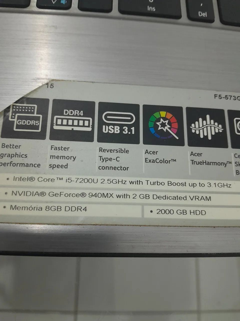 Notebook Acer Usado i5 7200u  - Foto 3