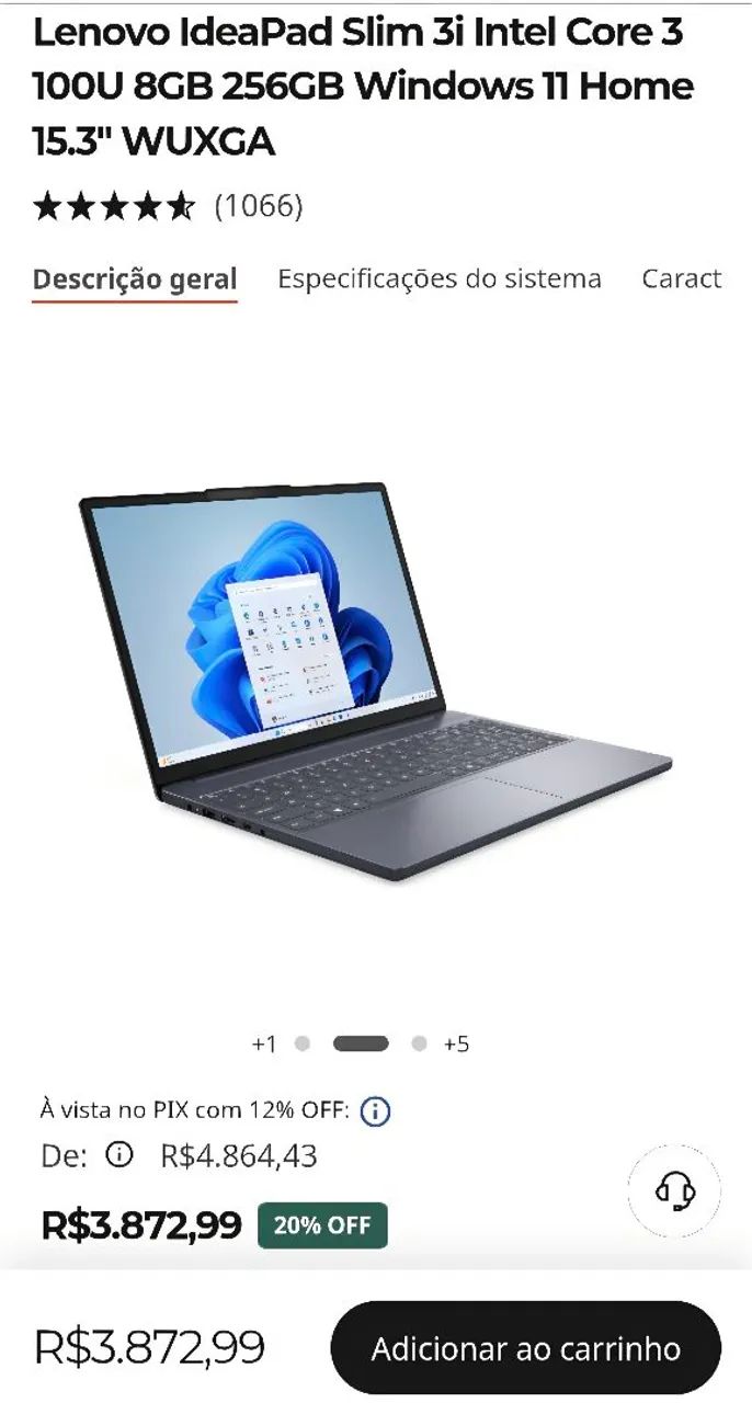 Promoção Imperdível Notebook Slim 3 Lançamento Até 10x Sem Juros.  - Foto 2