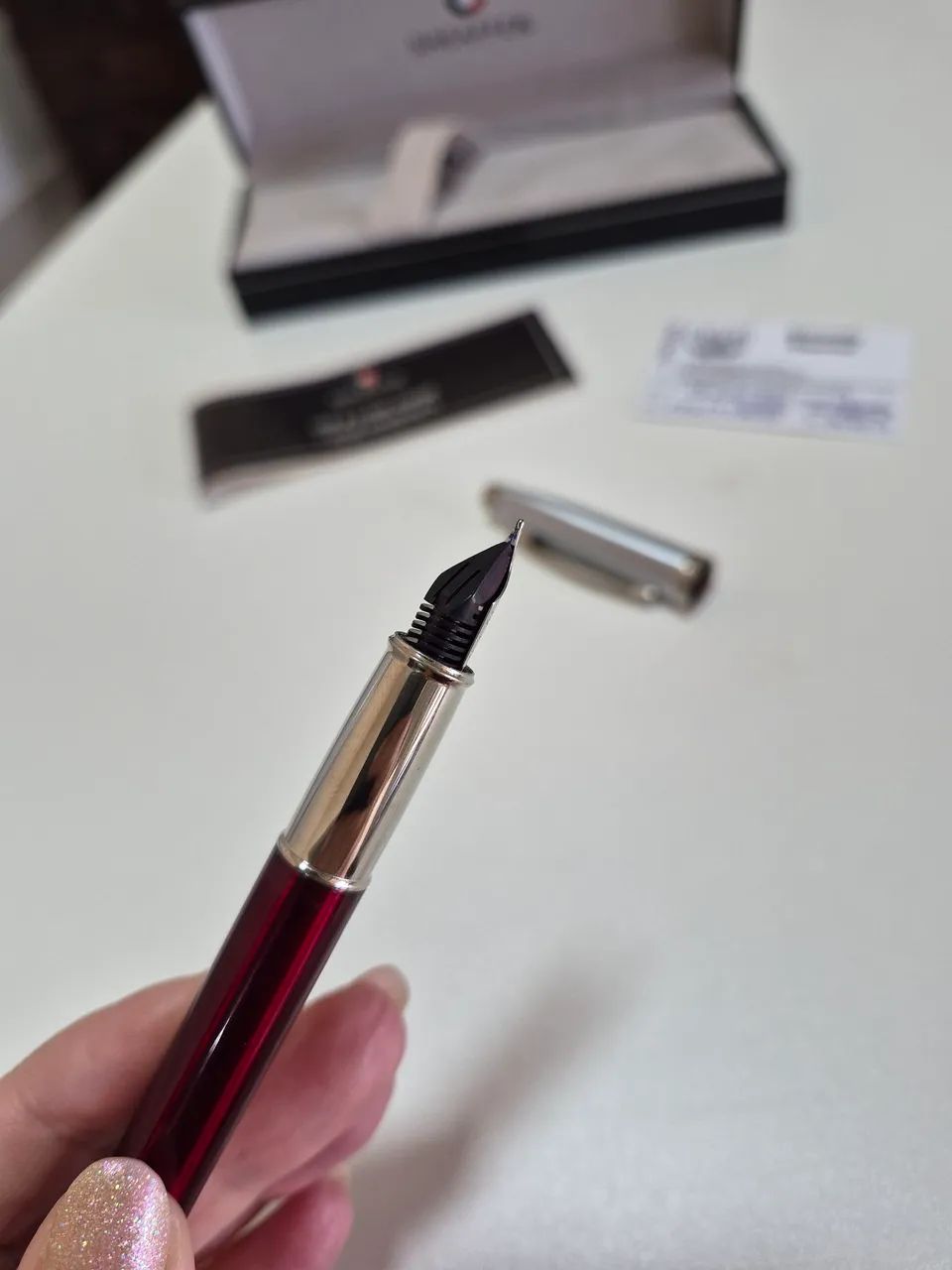 Caneta Tinteiro Sheaffer 100 - Cromo Vermelho   - Foto 2
