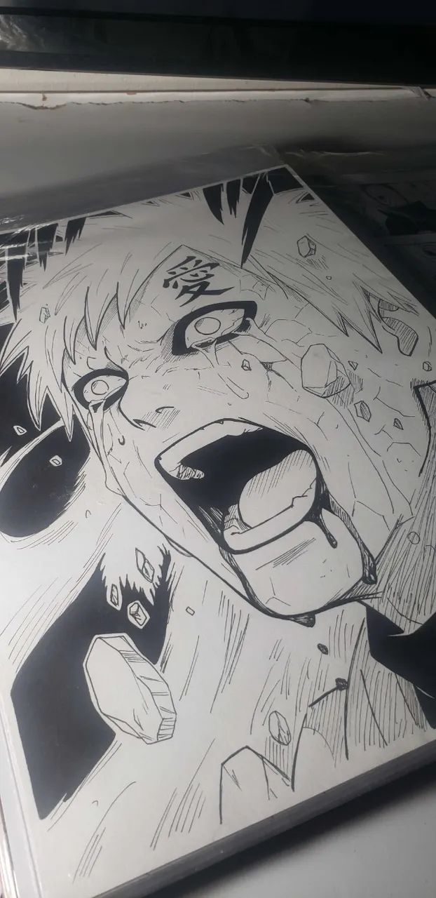 Desenho feito à mão do Gaara de Naruto - Foto 2