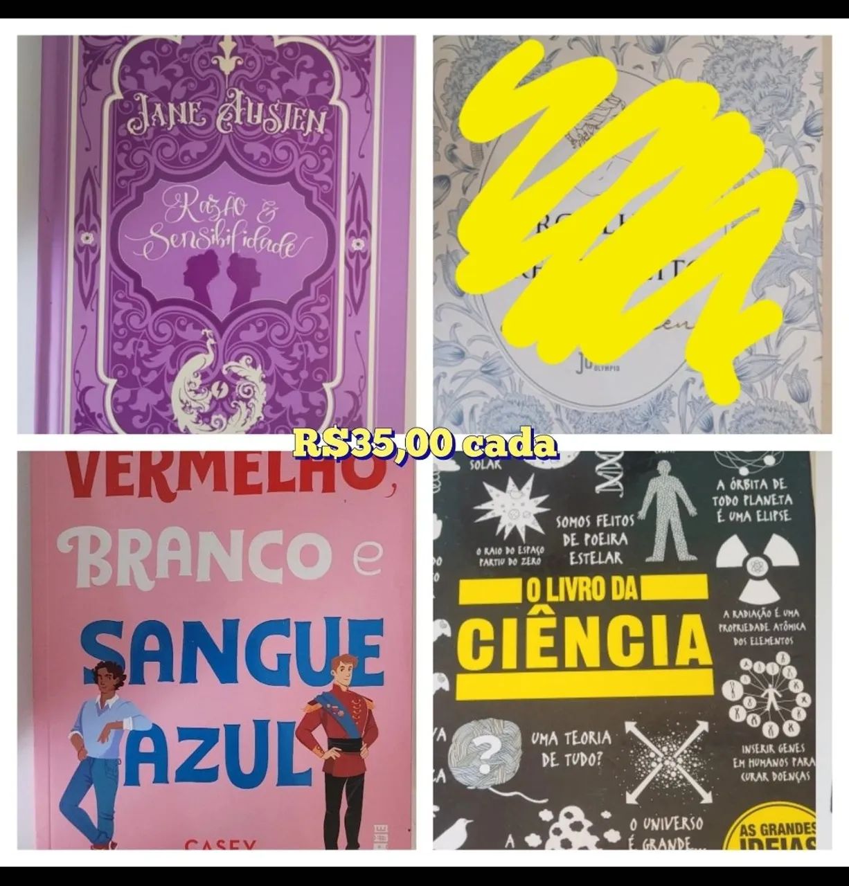 Desapego de livros - romances; ciência