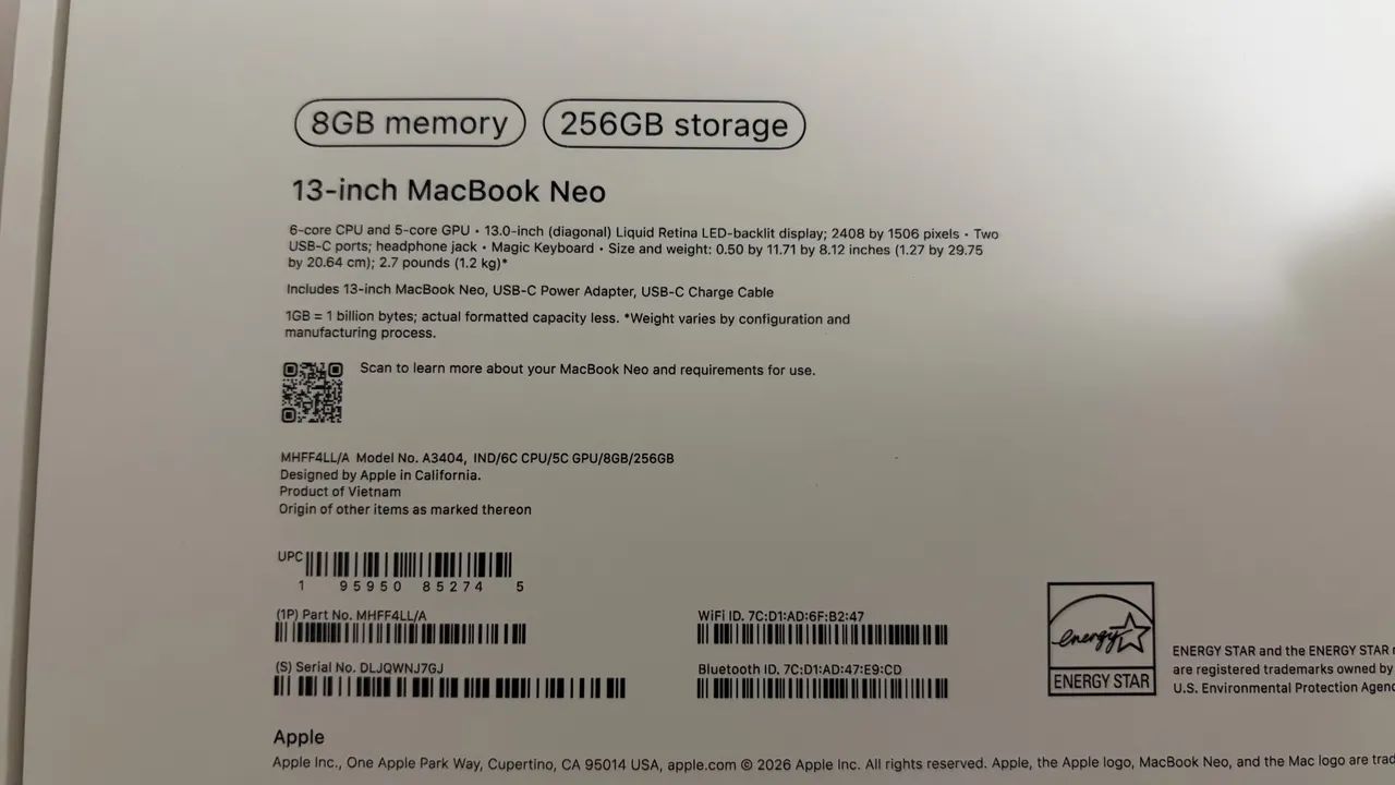 MacBook Neo 256GB Índigo novo lacrado - Foto 2