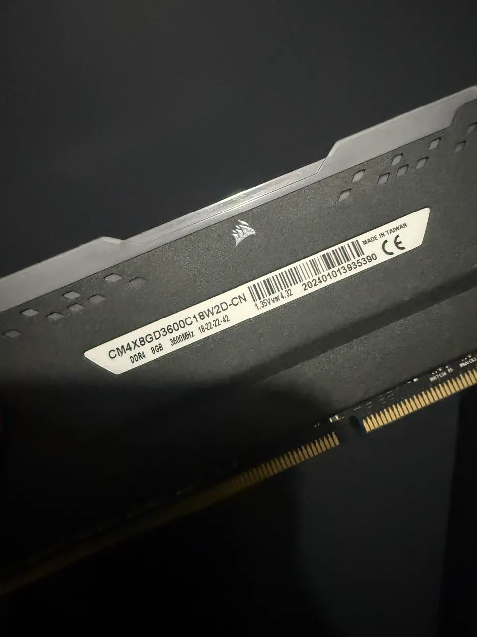 Memória ram 1x8gb 3600mhz