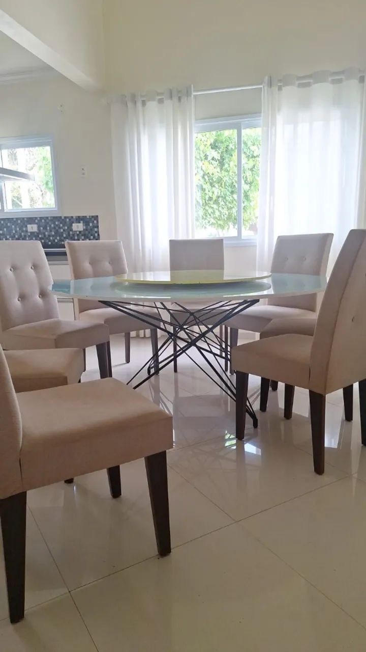 Mesa de jantar redonda com disco giratório - Foto 5