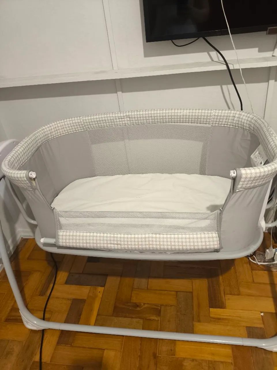 Mastela Berço Techno Bluetooth Balanço Com Timer E Música Cinza  - Foto 3