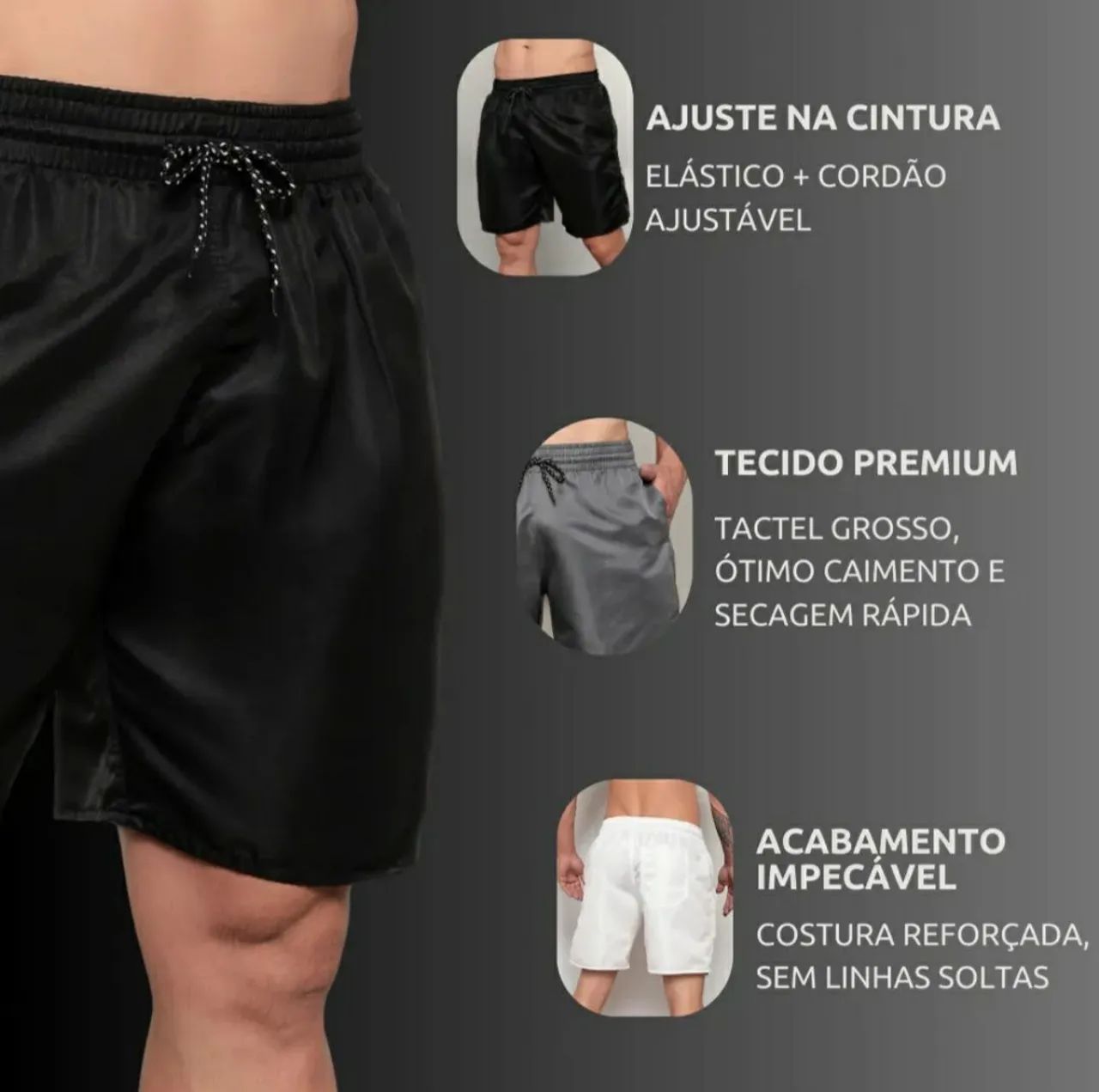 Bermuda short tactel praia academia tamanho G - Foto 3