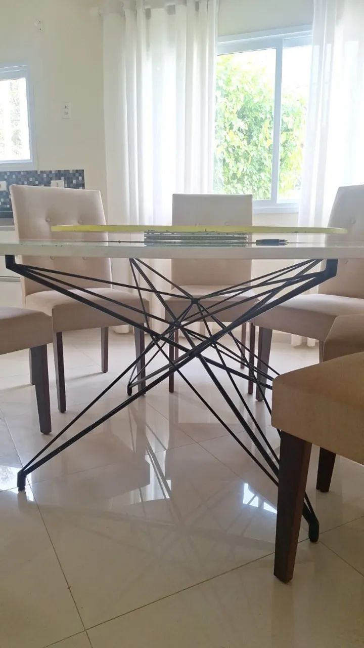 Mesa de jantar redonda com disco giratório - Foto 4