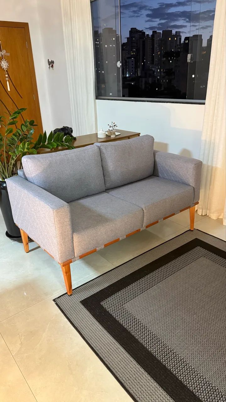 Sofá de linho cinza 2 lugares  - Foto 3