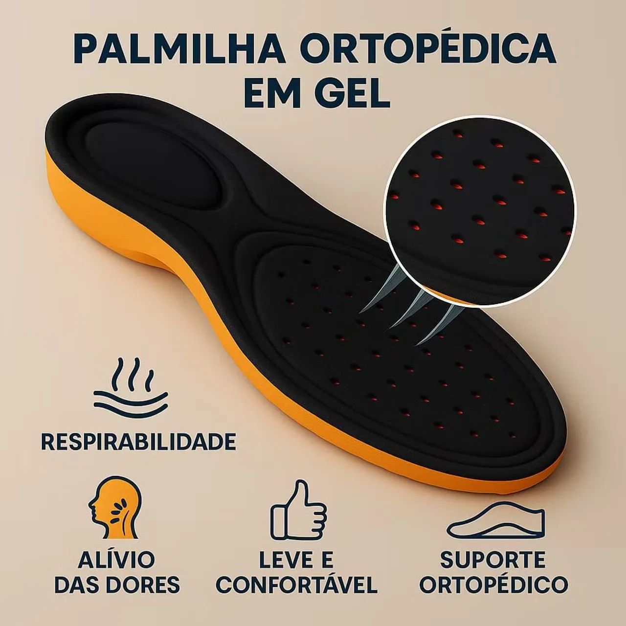 Palmilha em Gel ortopédico, ótimo para quem passa muito tempo em pé e ...