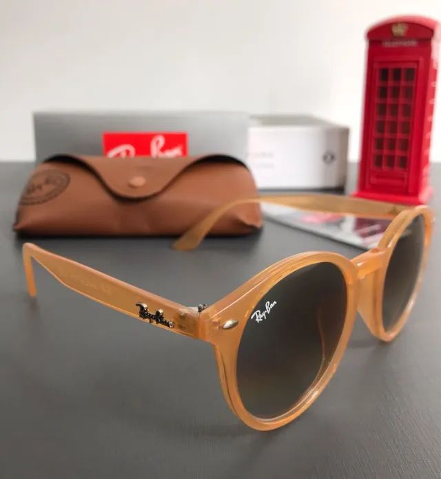 óculos de sol ray ban round style caramelo - Foto 4