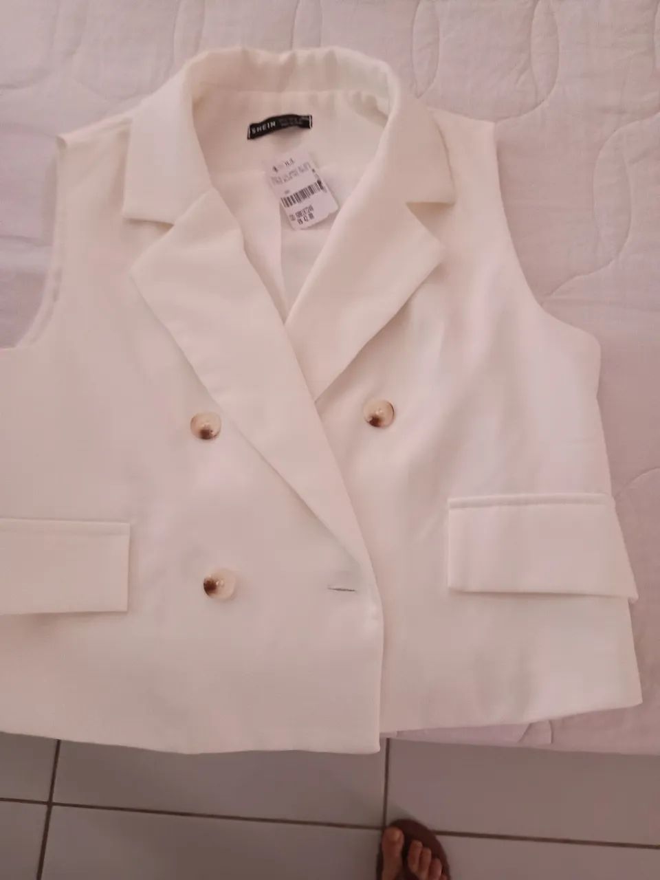 Colete alfaiataria Shein P branco
