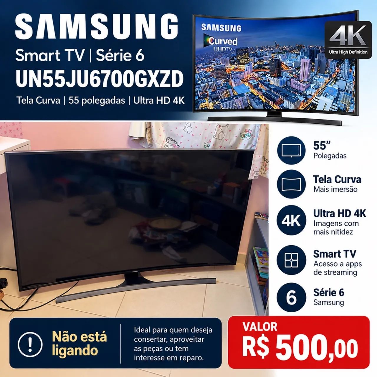 Tv 55? não está ligando