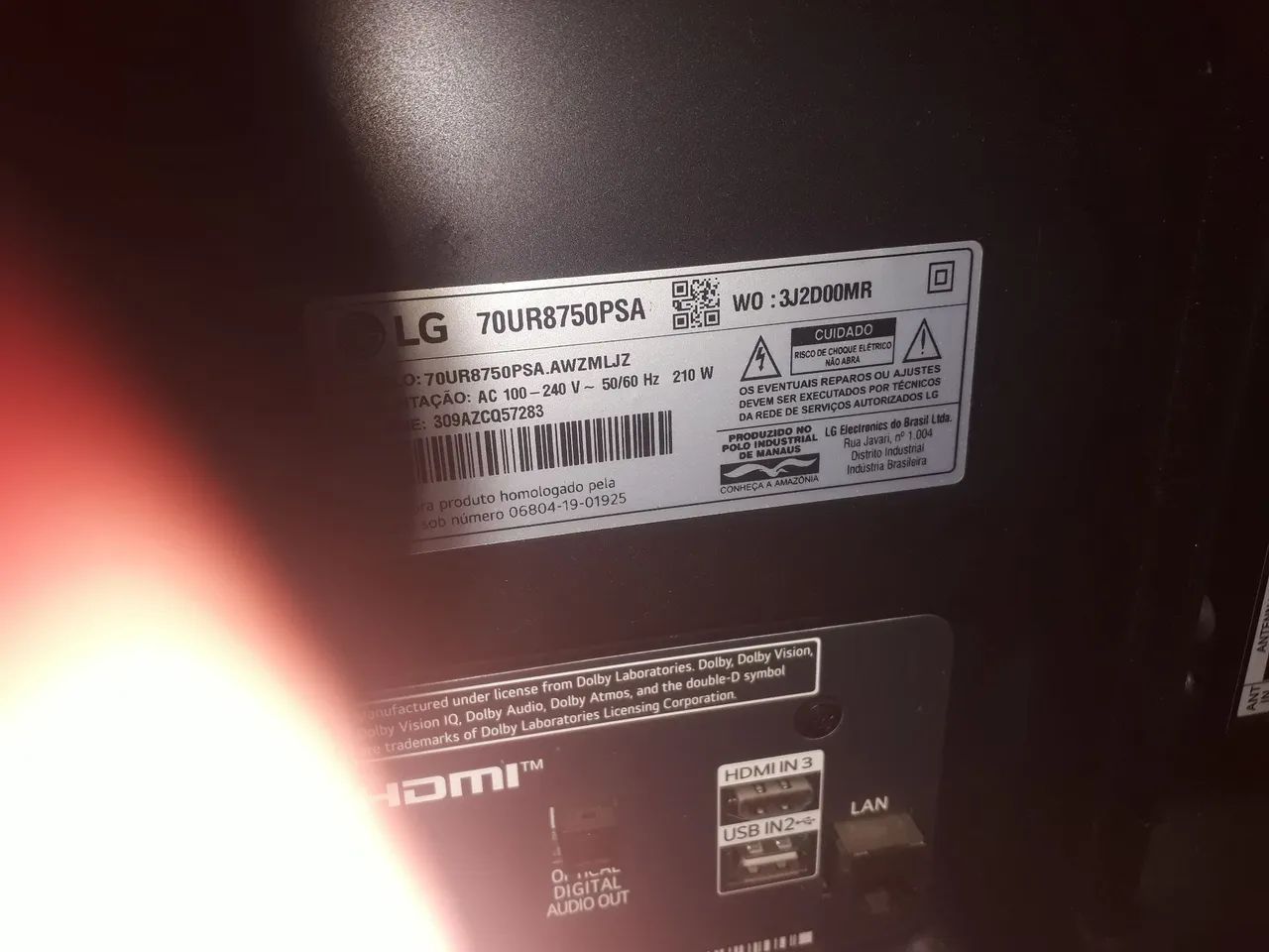 placa principal lg 70ur8750psa/retirada de tv com tela quebrada ,sem avarias ou defeito - Foto 3