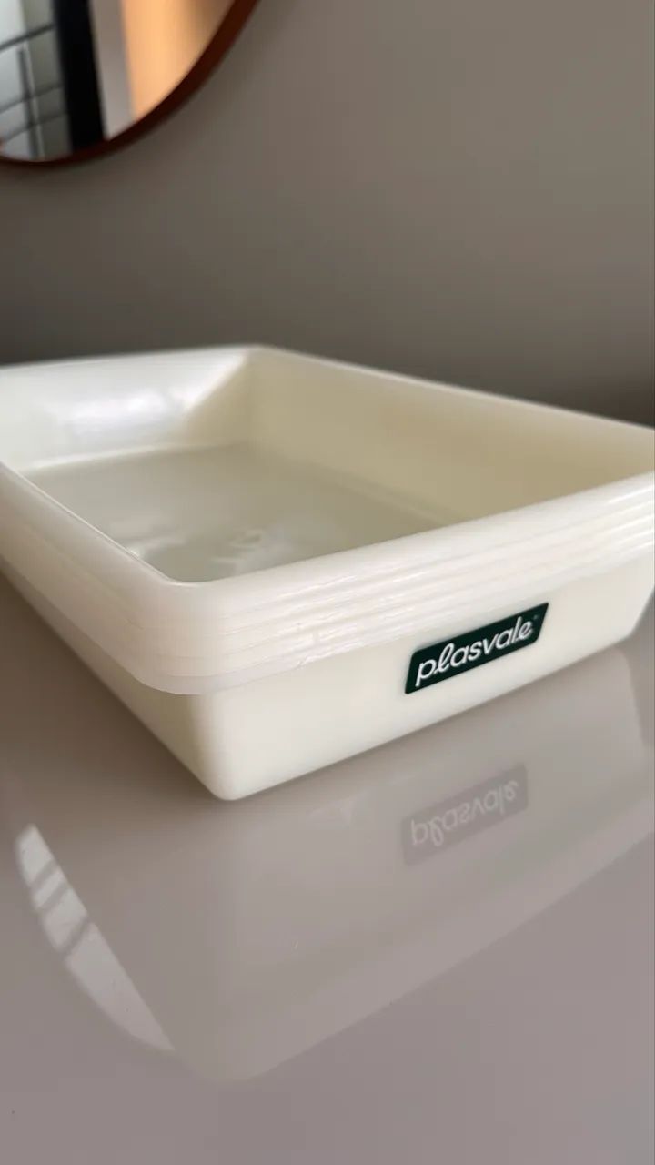 Bandeja Branca Retangular 7L Plasvale - NOVO
