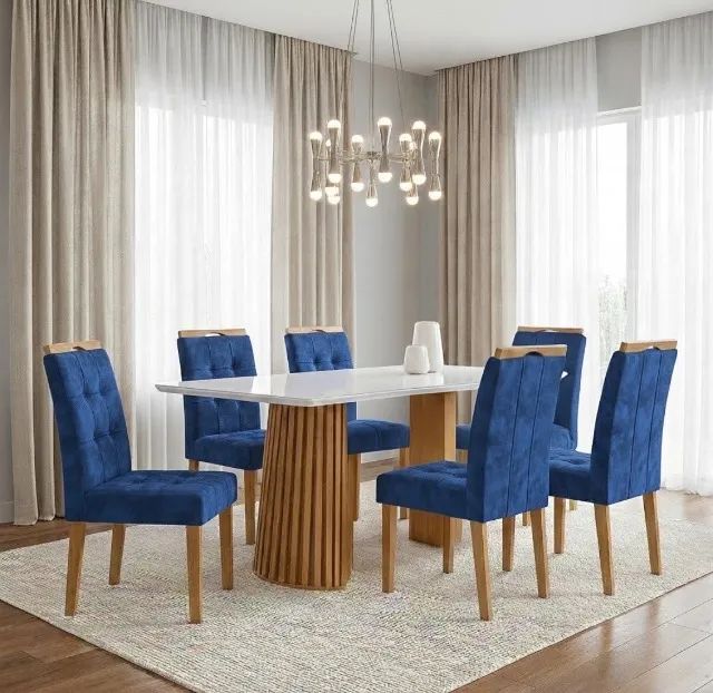 Conjunto Mesa Aurora 170 com 4 Cadeiras Estofadas