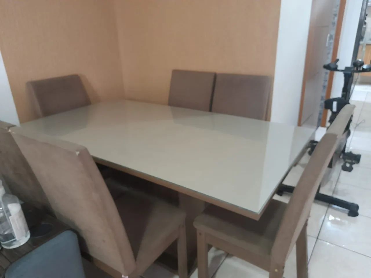 Mesa madeira com tampo de vidro  - Foto 2