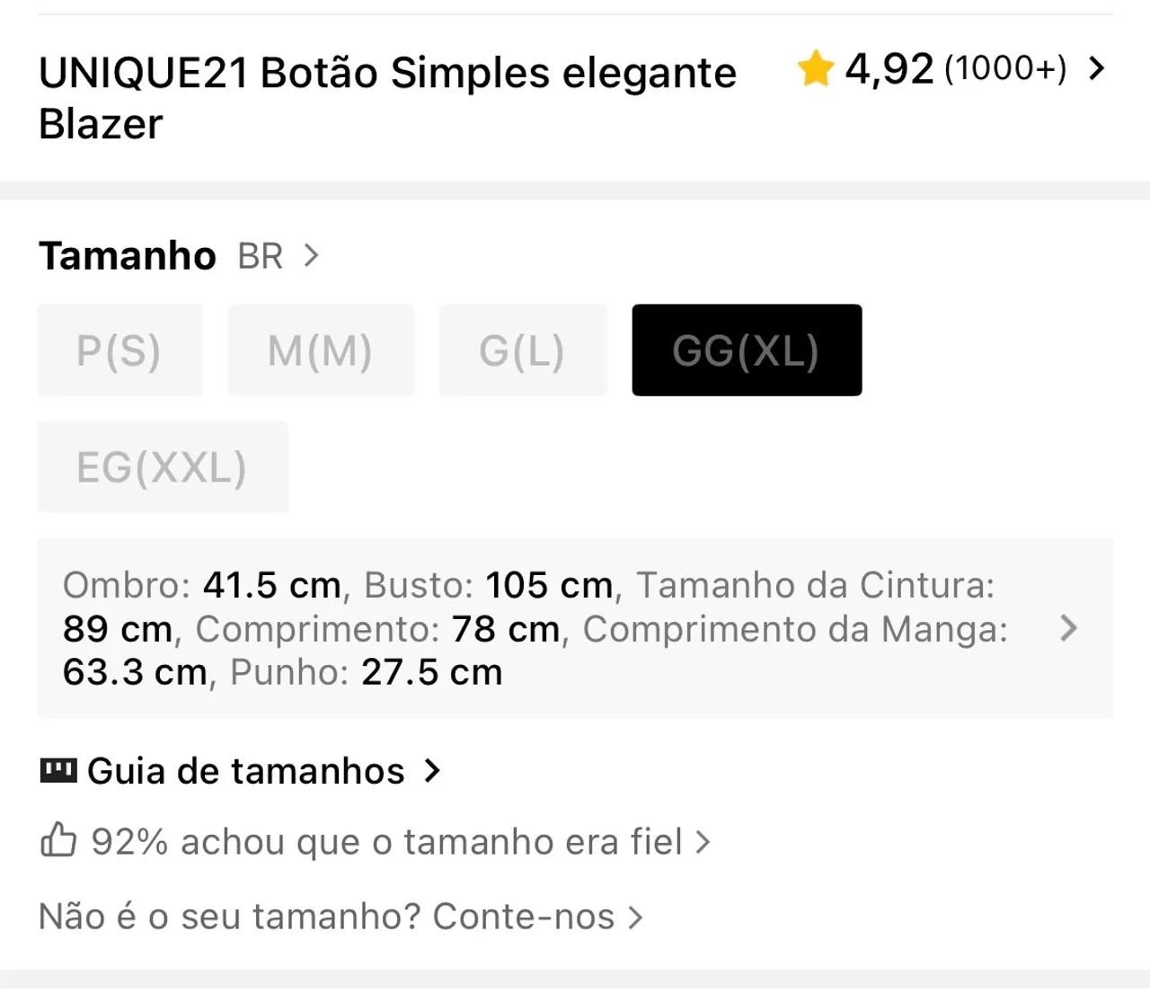 Blazer SHEIN. Tam XL (modelo pequeno). - Foto 4