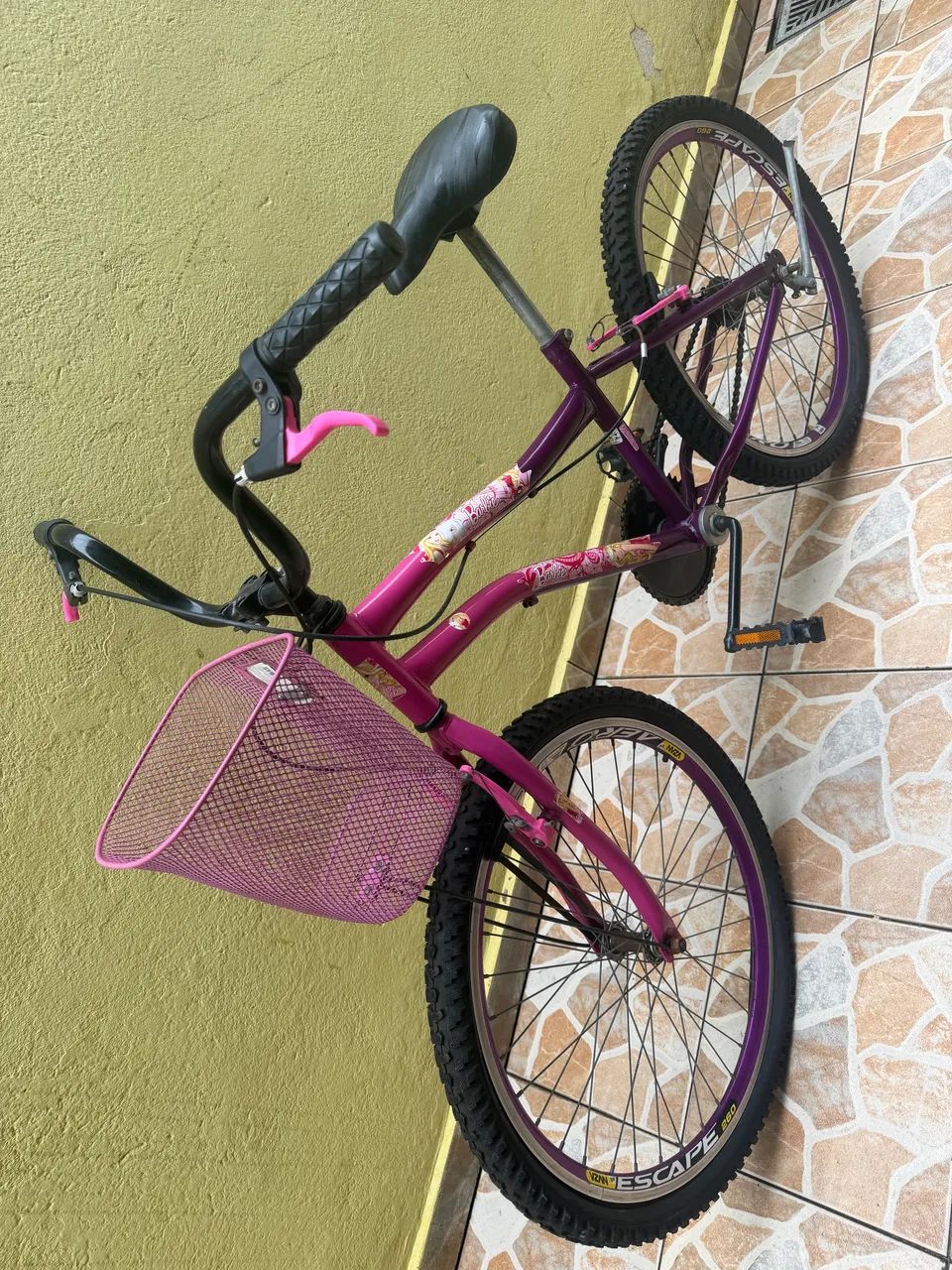 Bicicleta Infantil Rosa com Cesta - Aro 20 - Conservada - Foto 4