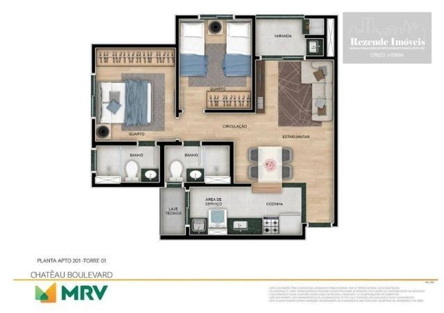 C-AP1645 Apartamento com 2 dorm à venda, 53 m² por R$ 297.900 - Bacacheri - Curitiba/PR - Foto 2