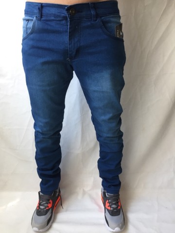 Calça masculina jeans com elastano skinny