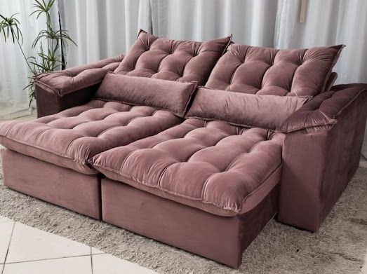 Sala sofá retrátil e reclinavel tecido veludo  - Foto 3