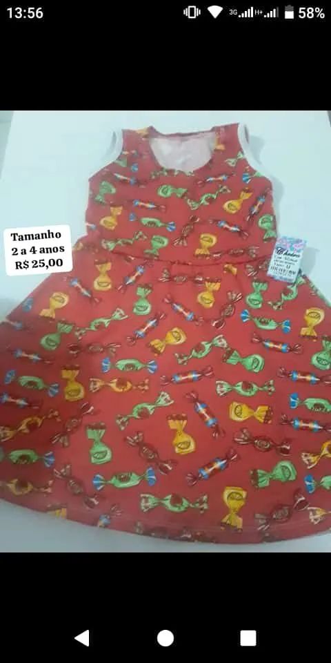 Vestidos infantis tamanho 2 4 e 6 anos
