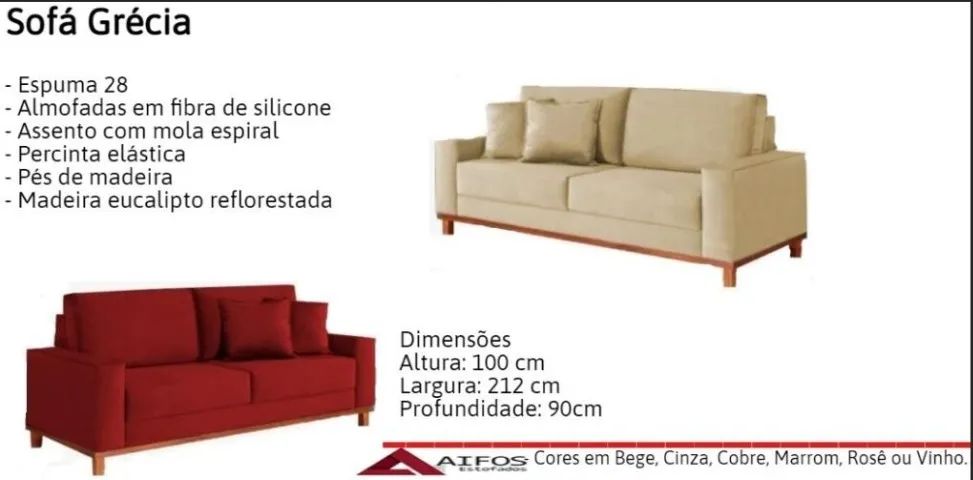 Sofá Grécia 2,12 cm AIFOS  - Foto 2