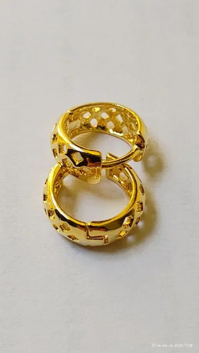 Par de Brinco Liso e Folheado a ouro 18k - Foto 4