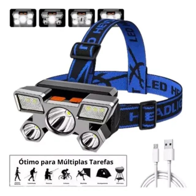 Lanterna de Cabeça 5 Leds Cree T6 Profissional Multiuso _ ES99 - Foto 2