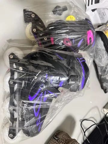Patins Oxer Light Inline Abec7 Tamanho Ajustável Roda De Led