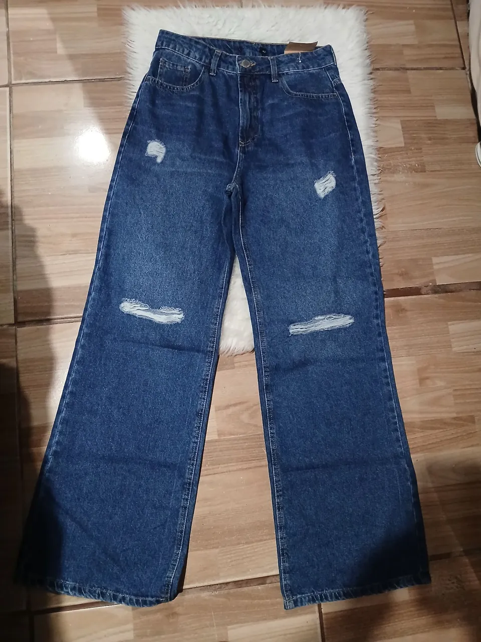 Calça Jeans Wide Leg Destroyed Azul - Conforto e Estilo