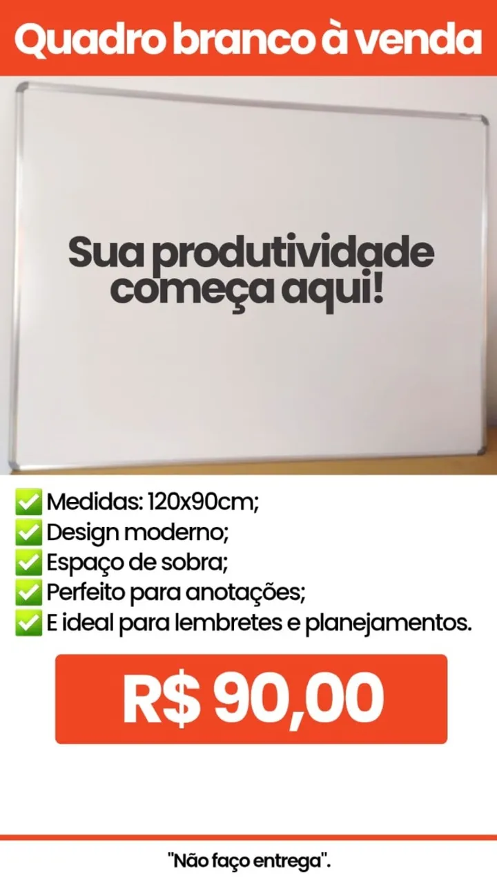 Quadro branco de alumínio 120x090