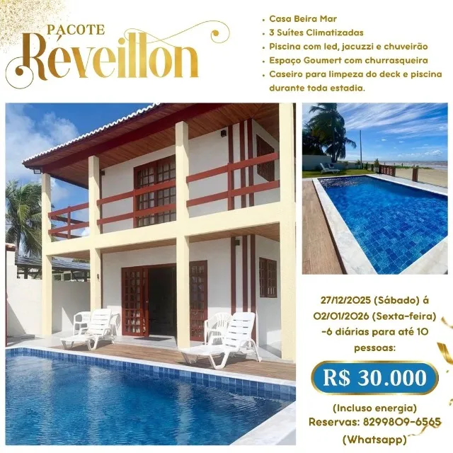 Alugo Casa de Praia Beira Mar por Temporada Novíssima em São Bento, Maragogi-AL