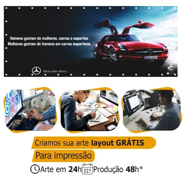 Lona para Outdoor Tamanho 9x3mt em HD Alta definição Borda 5cm Com ilhós - Foto 4