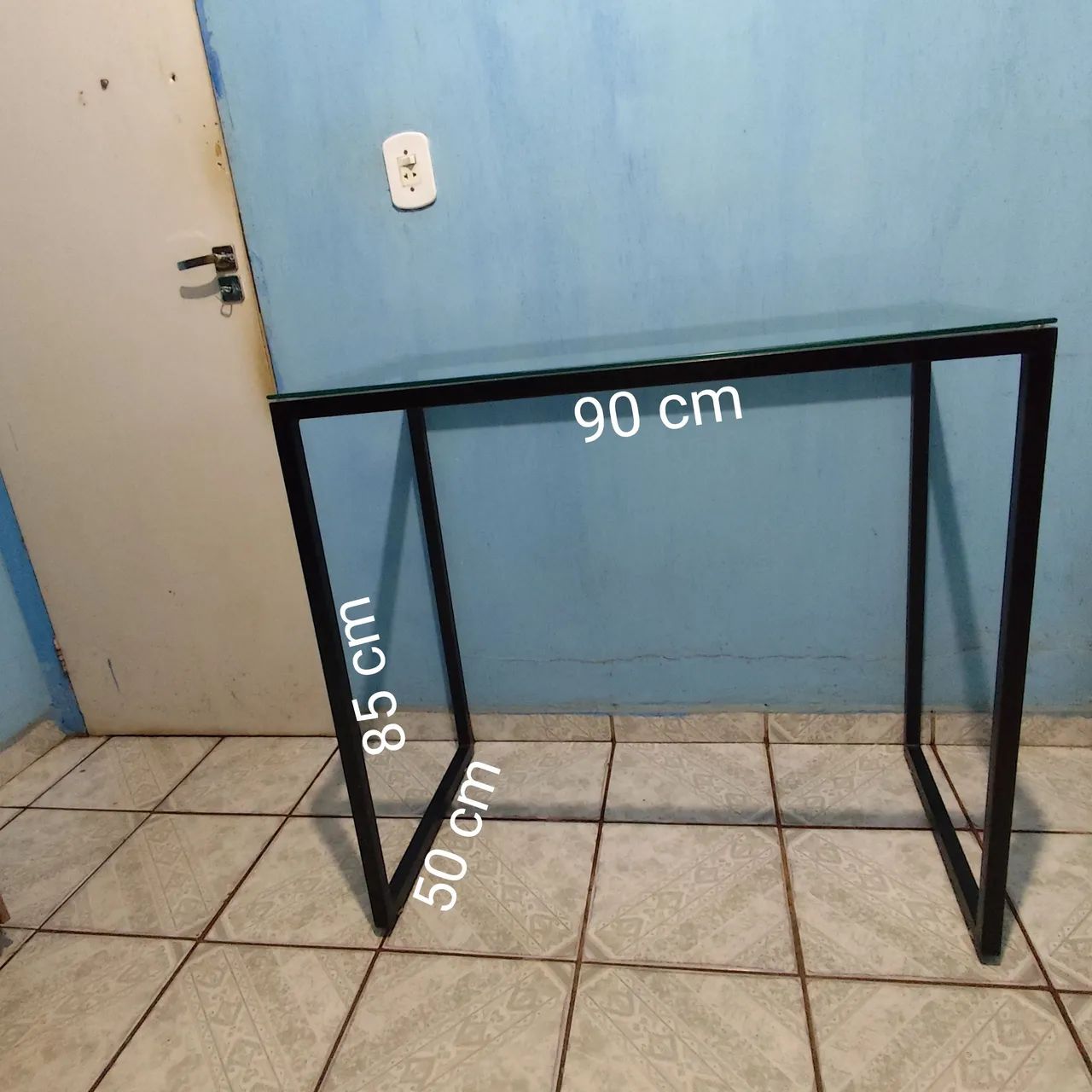 Mesa de Escritório de ferro e Vidro