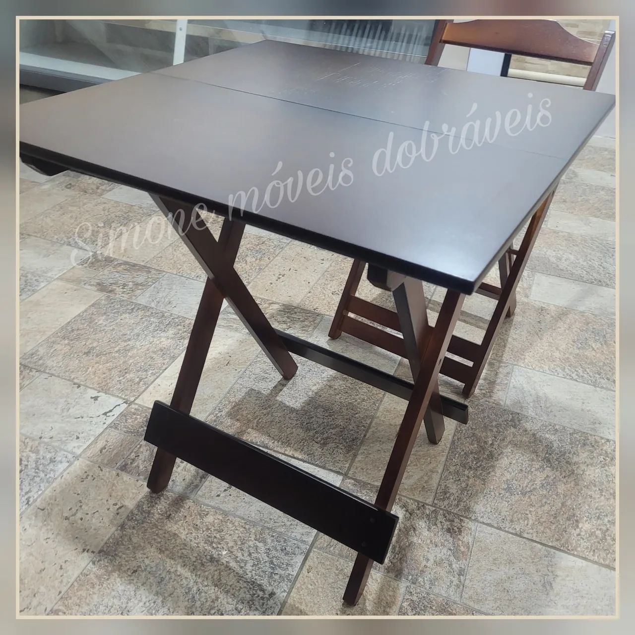 Conjunto Dobrável mesa 70x70 com 4 cadeiras - Foto 4